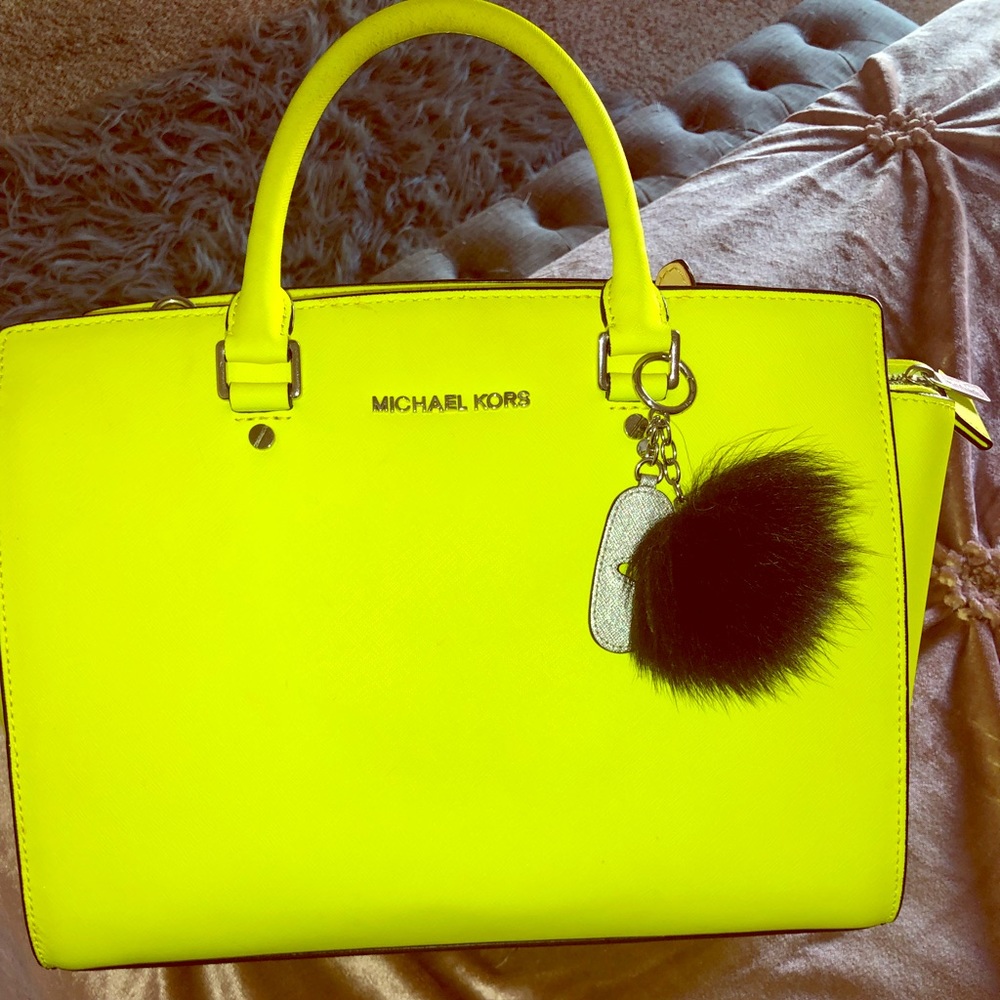 Authentic RARE! Neon yellow- Michael Kors Selma
